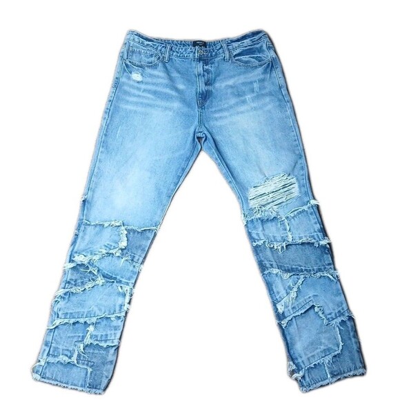 Vintage Y2K FOREVER 21 Men's Jeans 38 Waist Blue Distressed Denim Straight Leg - Picture 1 of 4